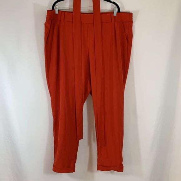 Torrid Orange Crepe Self Tie Tapered Pants - Picture 4 of 9